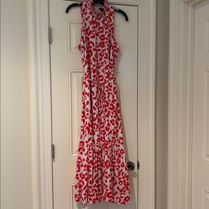 Ann Taylor Red and White Patterned Maxi Dress